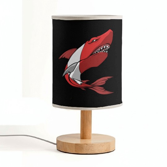 Scuba Diver Red White Flag Shark Scuba Diving Fabric Lamps
