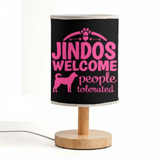 Korean Jindo Dog Welcome Saying Mom Girl Pink Fabric Lamps