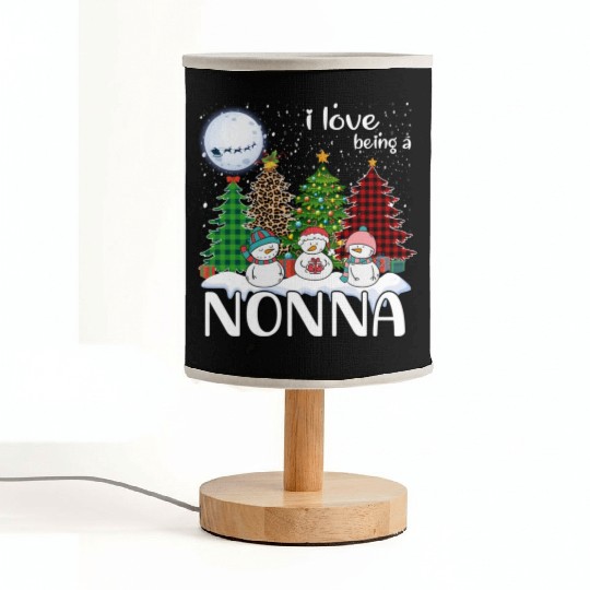 I Love Being A Nonna Snowman Xmas Leopard Tree Fabric Lamps