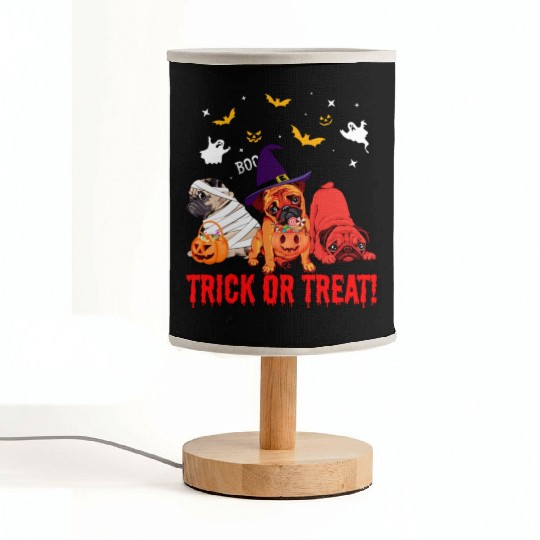Trick Or Treat Pug Dog Halloween Fabric Lamps