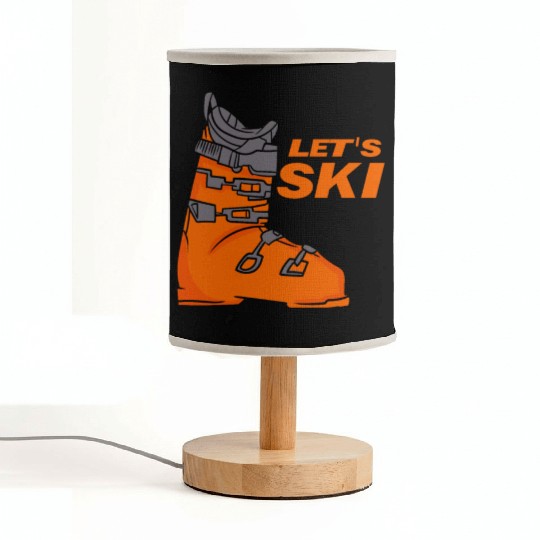 Retro Skiing Let's Ski Vacation Fabric Lamps