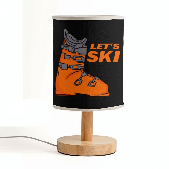 Retro Skiing Let's Ski Vacation Fabric Lamps