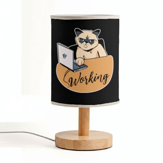 Working Cat Busy Cat Owner Professional Worker Fabric Lamps