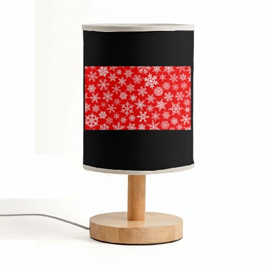Winter Snowflakes Pattern Red White Fabric Lamps