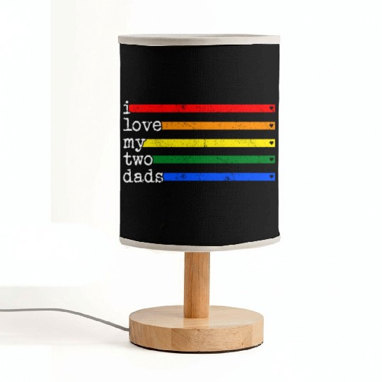 Proud Dad Fabric Lamps, I Love My 2 Dads Rainbow Heart Gay