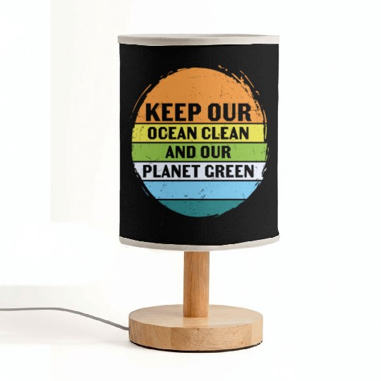 Keep Our Ocean Clean And Planet Green Retro Fabric Lamps