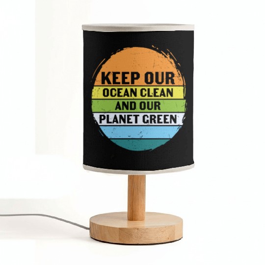 Keep Our Ocean Clean And Planet Green Retro Fabric Lamps