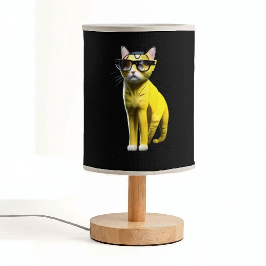 Cute yellow cat _ cat wearing glasses. Fabric Lamps