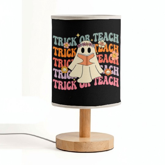 Groovy Trick or Teach Boo Ghost Pre-K Teacher Life Fabric Lamps