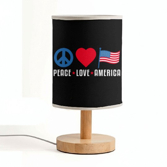 Peace Love America US Flag Independence Fabric Lamps