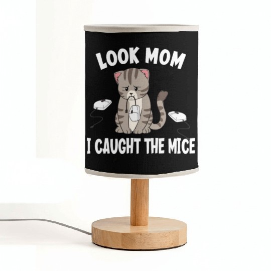 I Caught All The Mice Funny Cat Computer Mouse Fabric Lamps