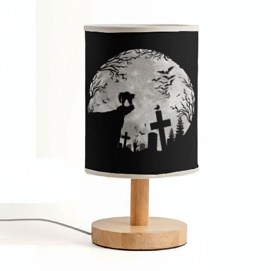 Halloween Black Cat Werewolf Full Moon Bats trick Fabric Lamps