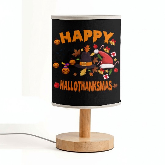 Wine Halloween Christmas Happy Hallothanksmas Fabric Lamps