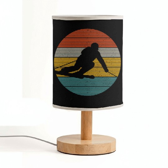 Vintage Ski Skiing Winter Sports Racing Skier Fabric Lamps