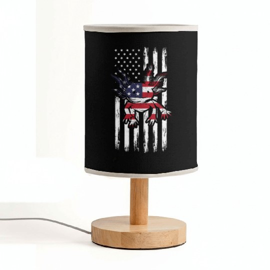 Axolotl US Flag Kawaii Axolotl American Flag Fabric Lamps