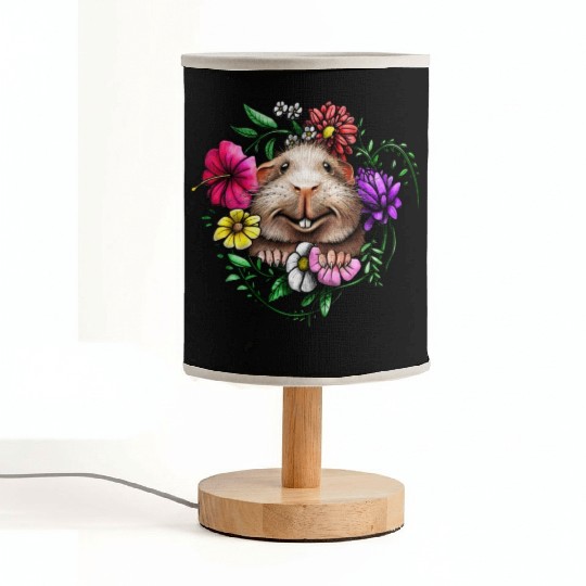 Smooth Hair Guinea Pig With Colorful Flowers Fabric Lamps