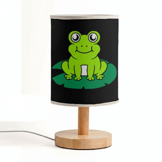 Cute frog sitting water lily Fabric Lamps