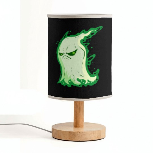Grumpy Green Spirit Ghost On Halloween Fabric Lamps