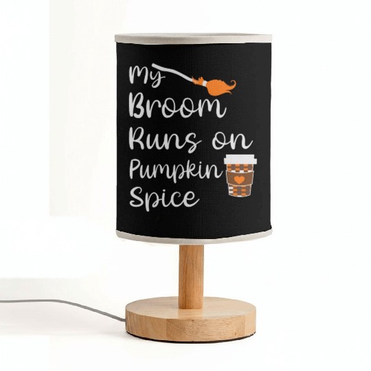my broom runs on pumpkin spice halloween Fabric Lamps