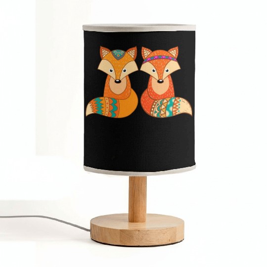 Tribal Fox Couple Wildlife Animal Lover Zookeeper Fabric Lamps