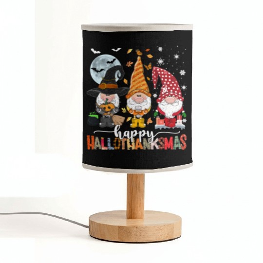 Happy Hallothanksmas Gnomes Lover Halloween Fabric Lamps