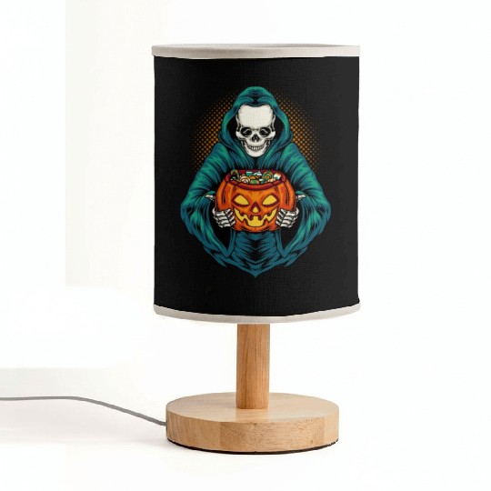 Grim Reaper With Scary Pumpkin - Halloween Fabric Lamps