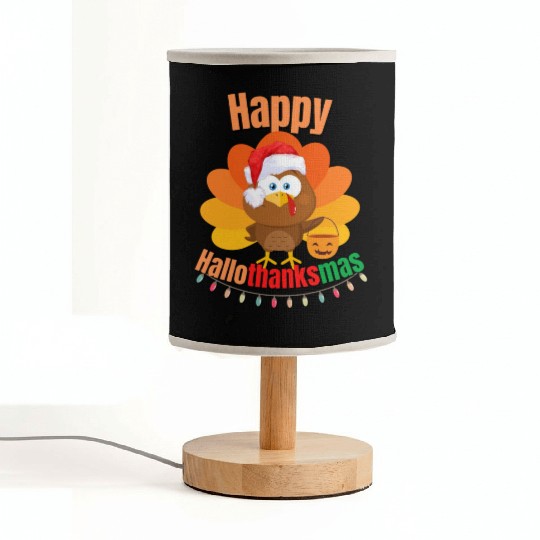 Happy Hallothanksmas Trick or Treat Santa Turkey Fabric Lamps