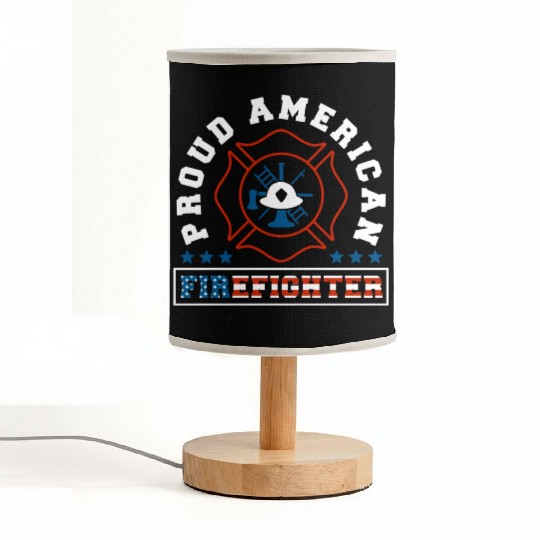 Proud American Firefighter Firetruck US Flag Fabric Lamps