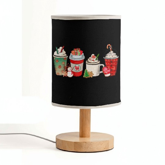 Merry Christmas Coffee Snowman Latte Peppermint Fabric Lamps