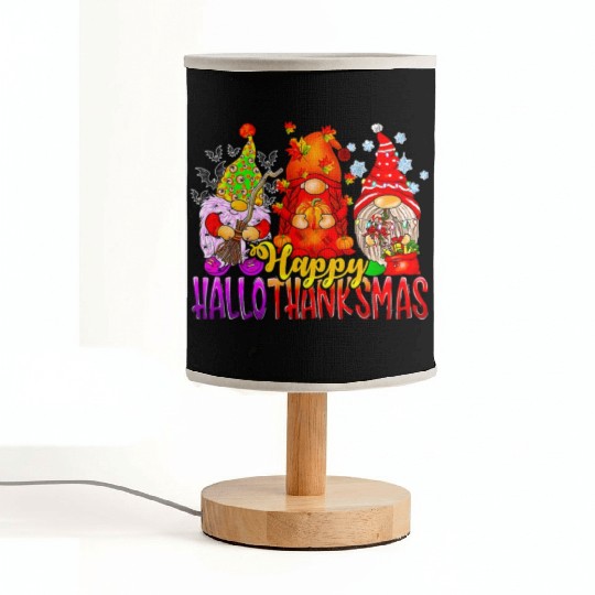 Happy Hallothanksmas Gnomes Lover Halloween Fabric Lamps