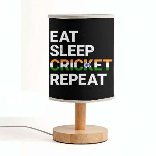 Eat Sleep Cricket Repeat IND Flag Sports Gift Fabric Lamps
