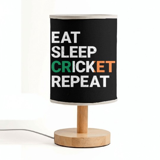Eat Sleep Cricket Repeat Ireland Flag Sports Gift Fabric Lamps