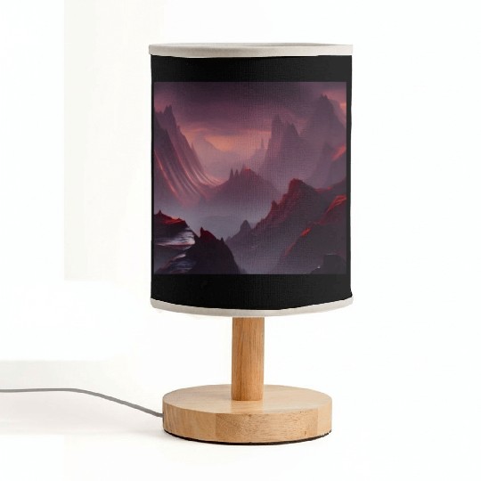 Lonely Red Mountains on an Alien Planet Abstract Fabric Lamps