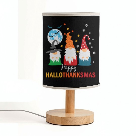 Happy Hallothanksmas Gnomes Lover Halloween Fabric Lamps