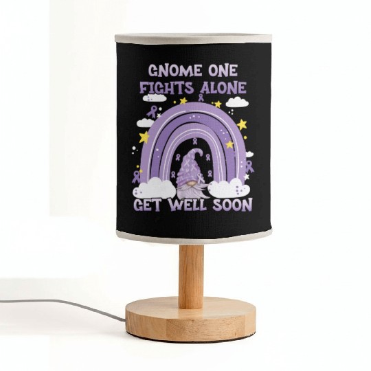 Gnome One Fights Alone Lavender Cancer Fabric Lamps
