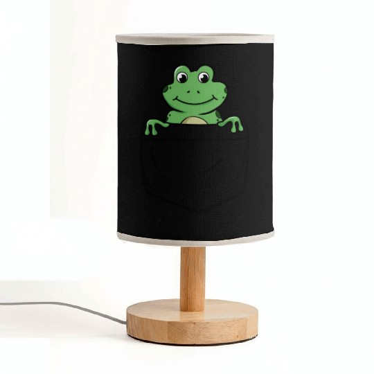 Happy Little Green Frog in the Pocket Funny Animal Fabric Lamps