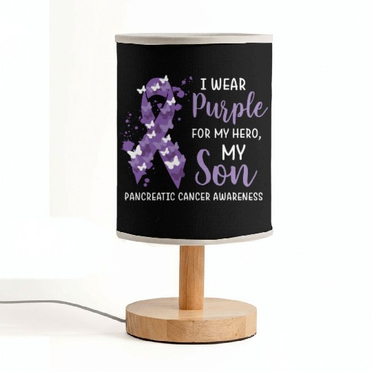i wear purple pancreatic cancer awareness Fabric Lamps