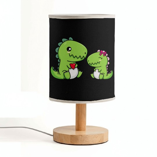 Big sister brother dino siblings boy girl heart Fabric Lamps