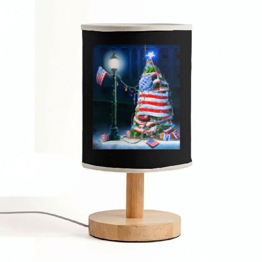 Patriotic Christmas US Flag With Christmas Fabric Lamps