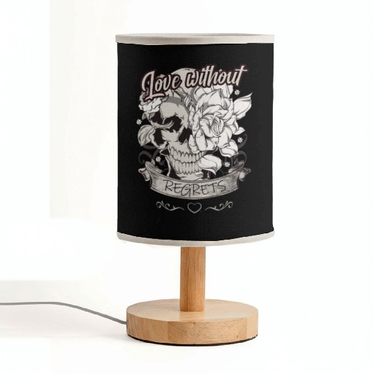 Love With No Regrets Skull With Roses Gift Fabric Lamps