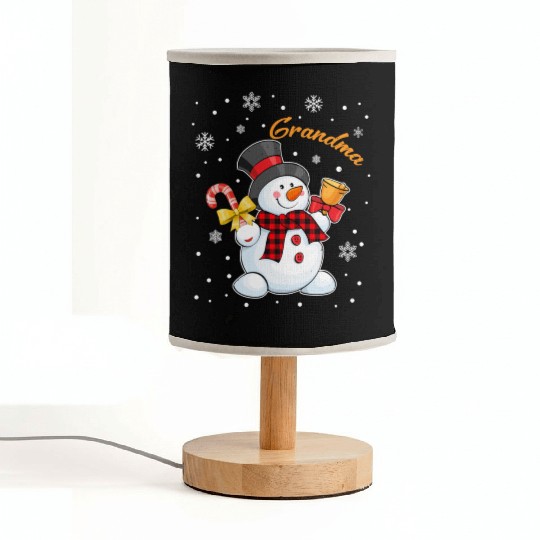 Grandma Snowman Candy Cane Christmas Red Plaid Fabric Lamps