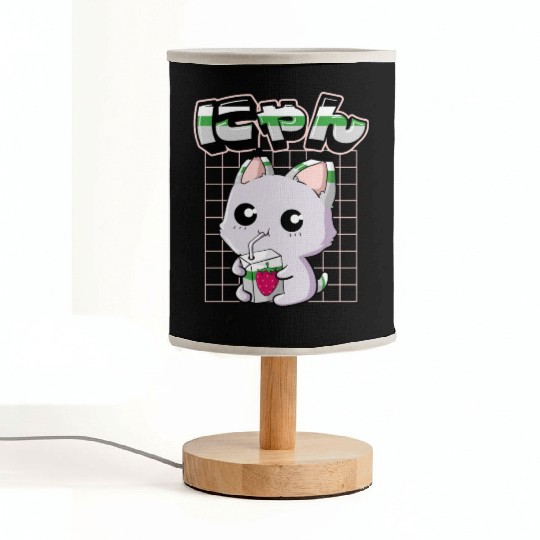 Demiromantic Pride Kawaii Cat Strawberry Milk Fabric Lamps