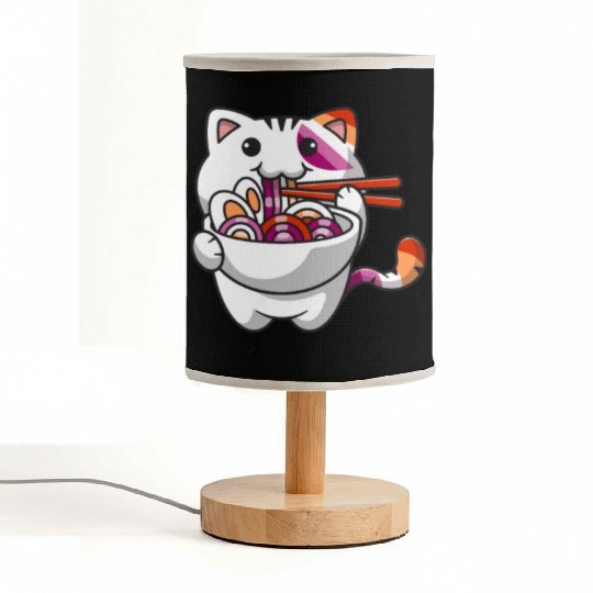 Lesbian Pride Gay Kawaii Cat Ramen Noodles Lesbian Fabric Lamps