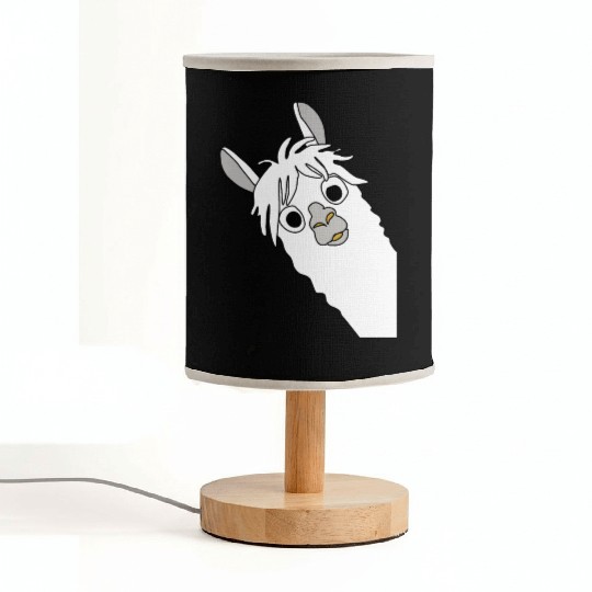 Laughing alpaca comic lama in white with big eyes Fabric Lamps