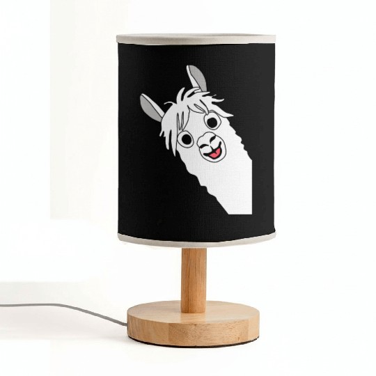 Laughing alpaca comic lama in white with big eyes Fabric Lamps