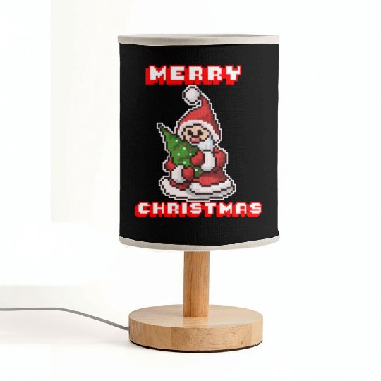 Merry Christmas I Xmas I 8 Bit Pixelated Santa Fabric Lamps
