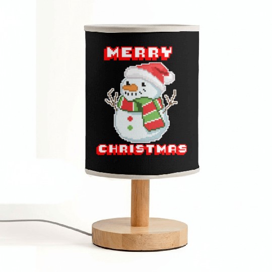 Merry Christmas I Xmas I 8 Bit Pixelated Snowman Fabric Lamps