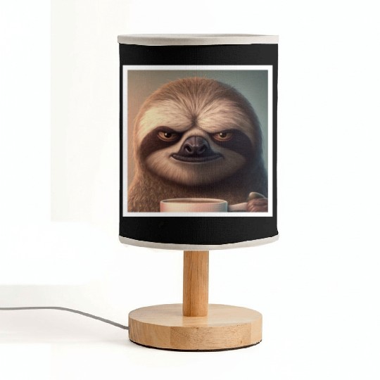 3d Sloth grumpy Coffee I hate people good morning Fabric Lamps