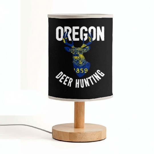 Oregon Deer Hunting Buck Stag Hunter Fabric Lamps