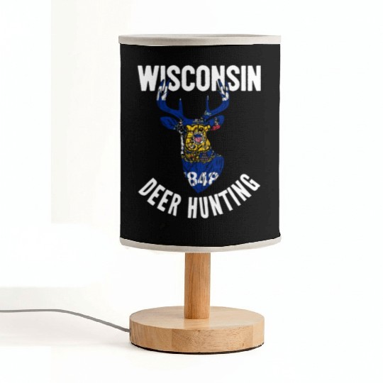 Wisconsin Deer Hunting Buck Stag Hunter Fabric Lamps